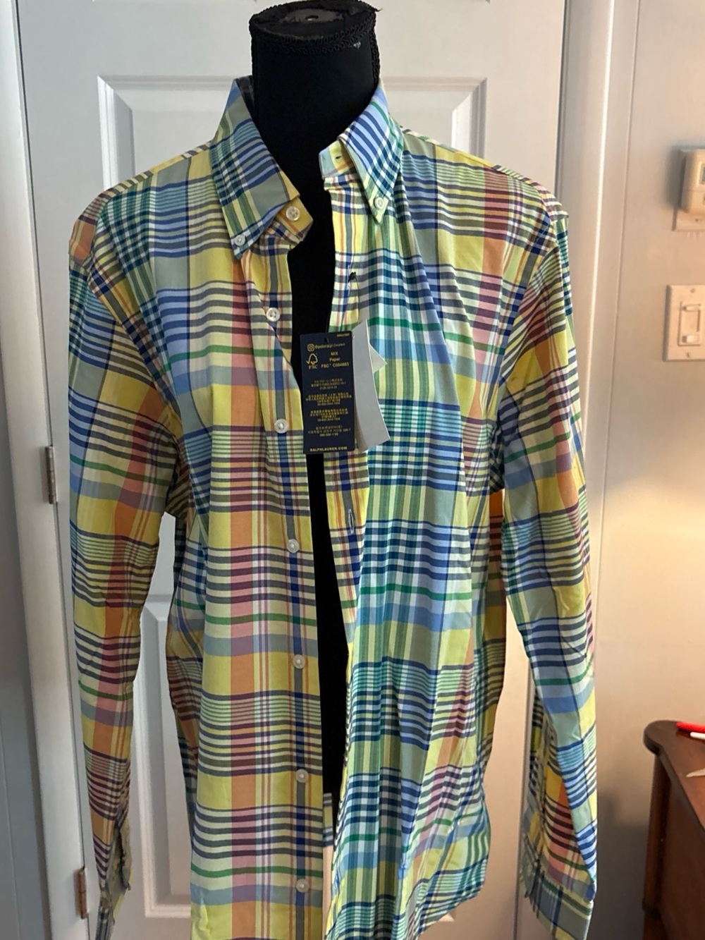 Ralph Lauren Yellow Multi-Color Plaid Button-Down Shirt
